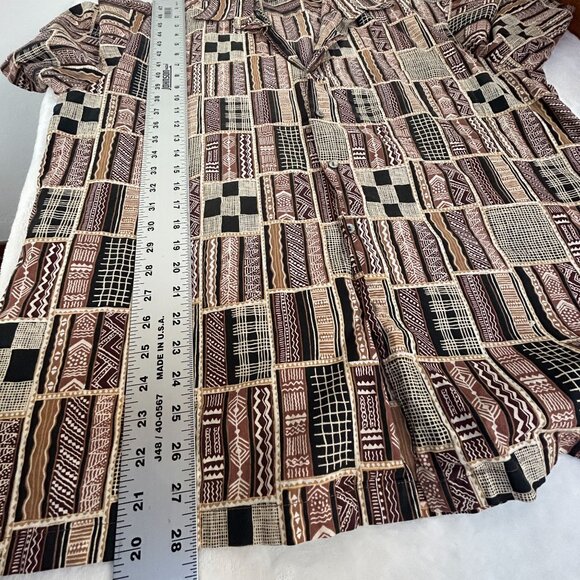 Tori Richard Mens Abstract Button-Up Cotton Lawn Hawaiian Shirt Large Brown - Picture 6 of 6